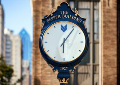 Street clock at The Pepper Building apartments in Rittenhouse Square